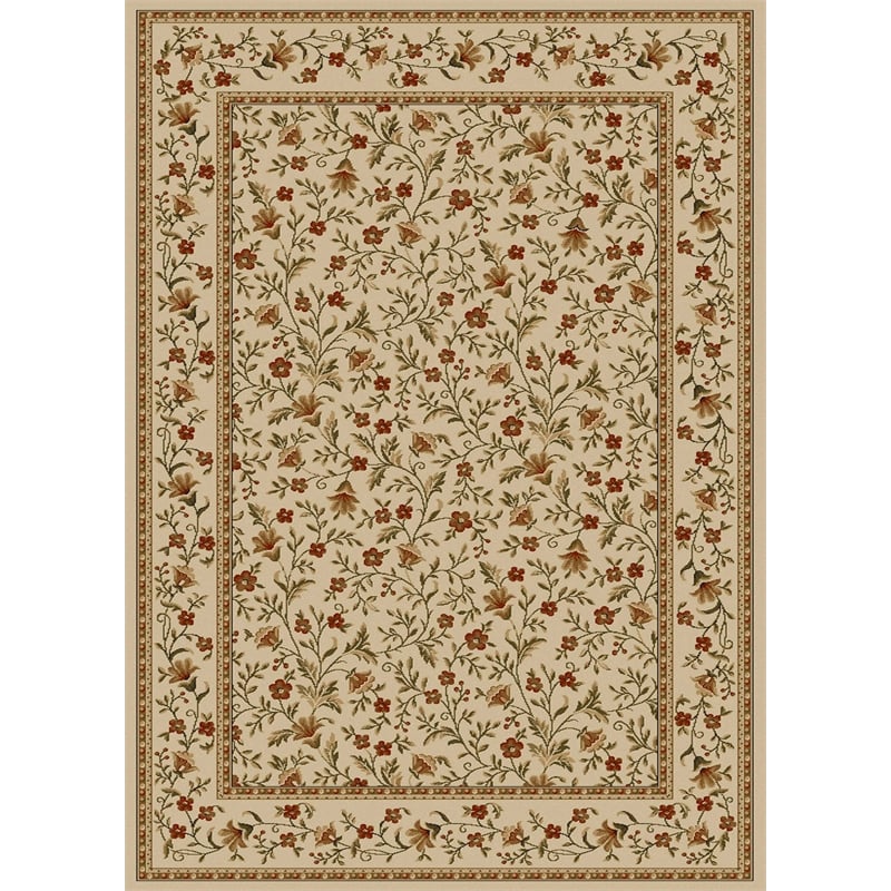 Radici USA Como Transitional Botanical Ivory Rectangular Polypropylene Area Rug 7'9