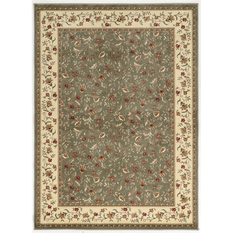 Radici USA Como Transitional Botanical Green Rectangular Polypropylene Area Rug 3'3