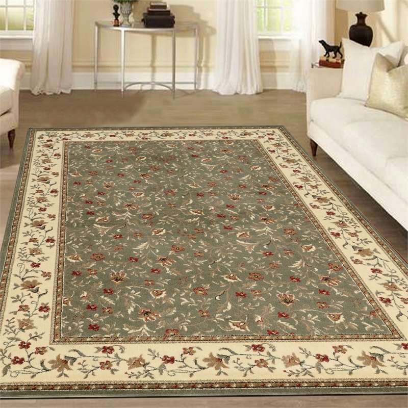 Radici USA Como Transitional Botanical Green Rectangular Polypropylene Area Rug 3'3