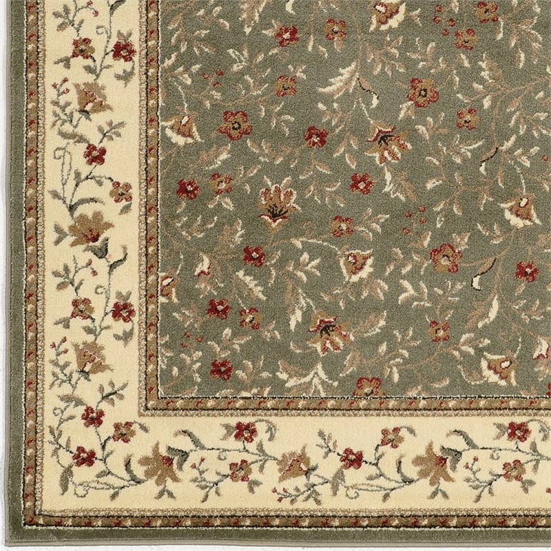 Radici USA Como Transitional Botanical Green Rectangular Polypropylene Area Rug 3'3