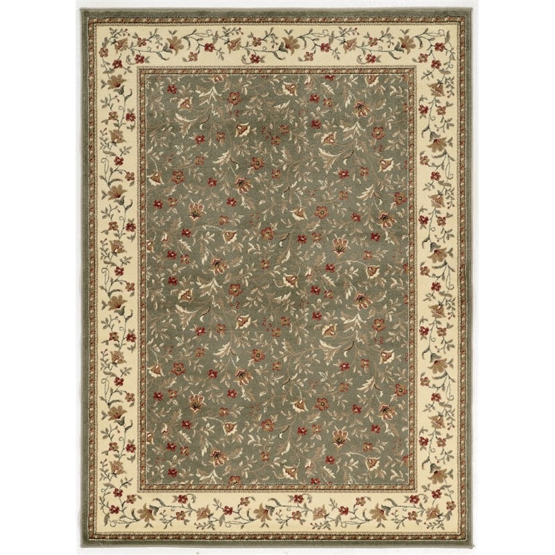 Radici USA Como Transitional Botanical Green Rectangular Polypropylene Area Rug 5'5
