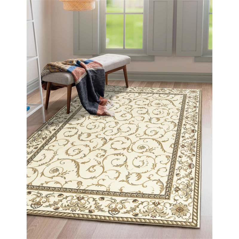 Radici USA Como Traditional Oriental Ivory Runner Polypropylene Rug 2'2