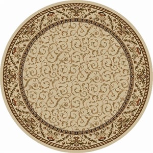 Radici USA Como Traditional Oriental Ivory 5'3&quot Round Polypropylene Area Rug