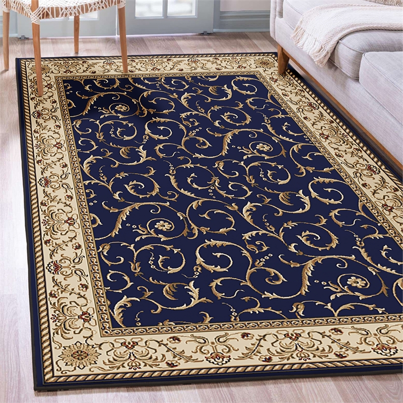 Radici USA Como Traditional Oriental Blue Rectangular Polypropylene Area Rug 3'3