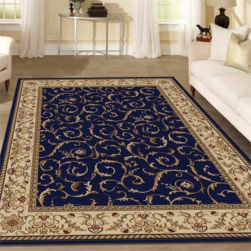 Radici USA Como Traditional Oriental Blue Rectangular Polypropylene Area Rug 7'9