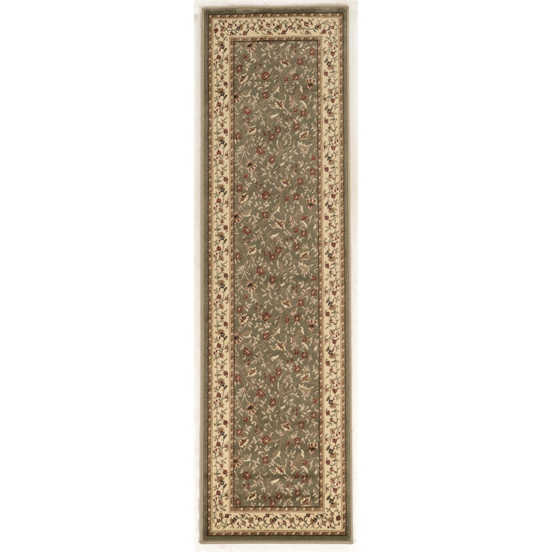 Radici USA Como Transitional Botanical Green Runner Polypropylene Rug 2'2