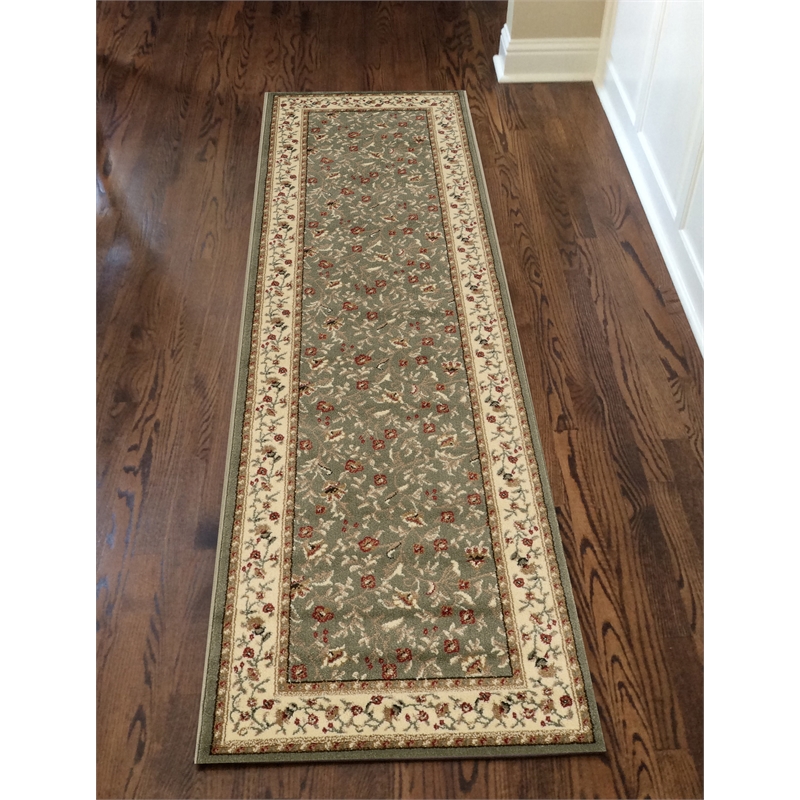 Radici USA Como Transitional Botanical Green Runner Polypropylene Rug 2'2