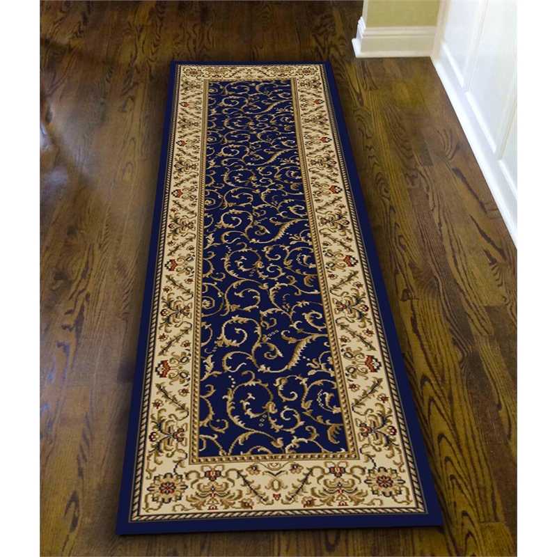 Radici USA Como Traditional Oriental Blue Runner Polypropylene Rug 2'2