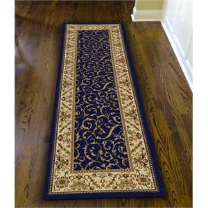 Radici USA Como Traditional Oriental Blue Runner Polypropylene Rug 2'2&quot x 7'7&quot