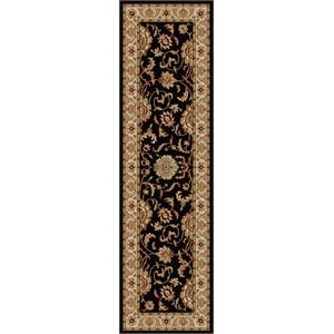 Radici USA Como Traditional Oriental Black Runner Polypropylene Rug 2'2&quot x 7'7&quot