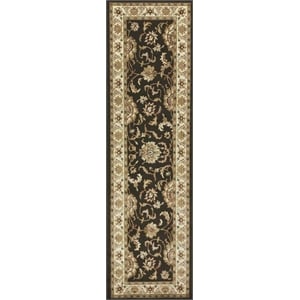 Radici USA Como Traditional Oriental Brown Runner Polypropylene Rug 2'2&quot x 7'7&quot