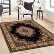 Radici USA Como Traditional Medallion Black Rectangular Polypropylene Area Rug 5'5