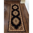 Radici USA Como Traditional Medallion Black Runner Polypropylene Rug 2'2