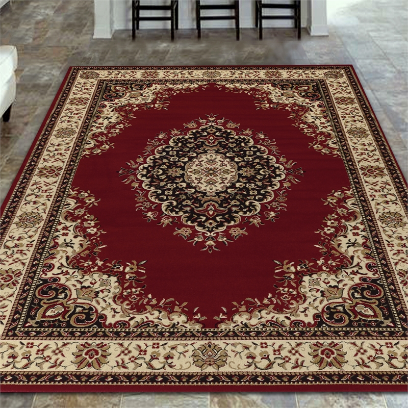 Radici USA Como Traditional Medallion Red Rectangular Polypropylene Area Rug 3'3