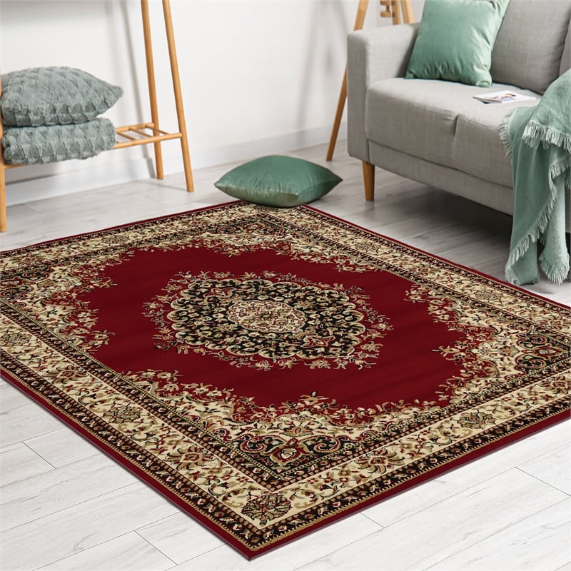 Radici USA Como Traditional Medallion Red Rectangular Polypropylene Area Rug 5'5