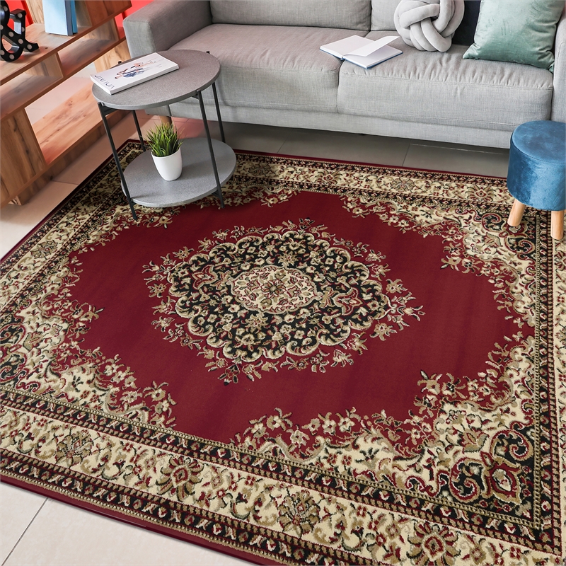 Radici USA Como Traditional Medallion Red Rectangular Polypropylene Area Rug 7'9