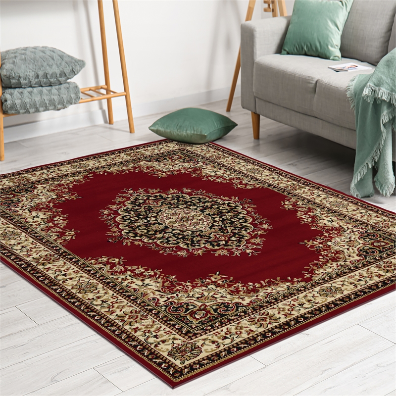Radici USA Como Traditional Medallion Red Rectangular Polypropylene Area Rug 7'9
