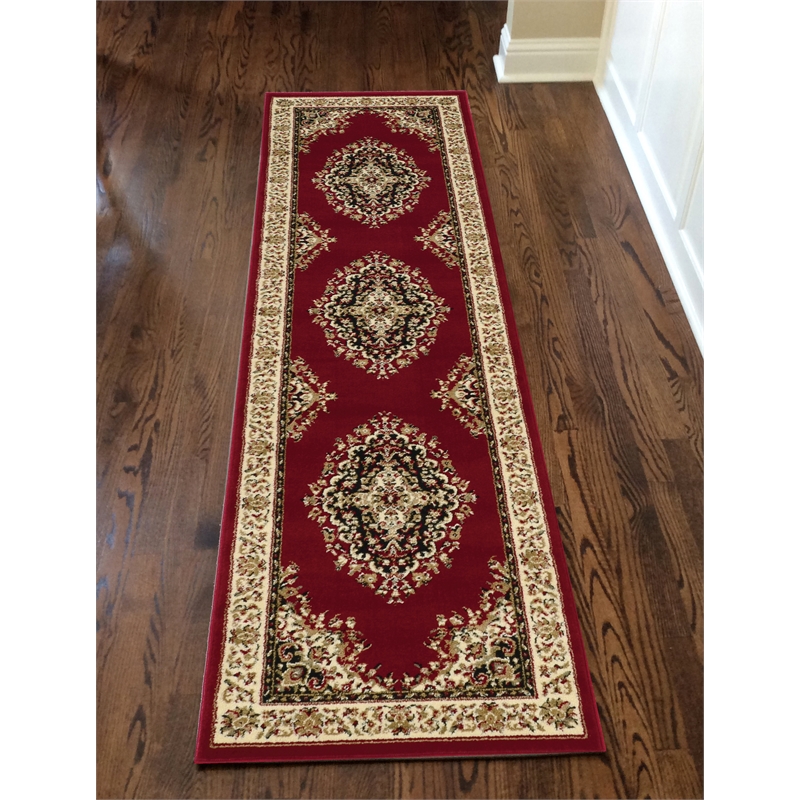 Radici USA Como Traditional Medallion Red Runner Polypropylene Rug 2'2