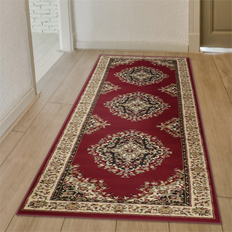 Radici USA Como Traditional Medallion Red Runner Polypropylene Rug 2'2