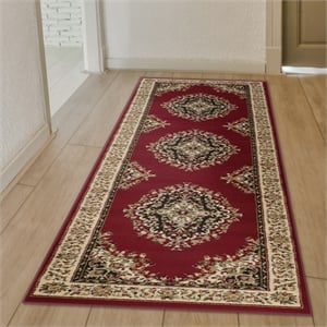 Radici USA Como Traditional Medallion Red Runner Polypropylene Rug 2'2&quot x 7'7&quot