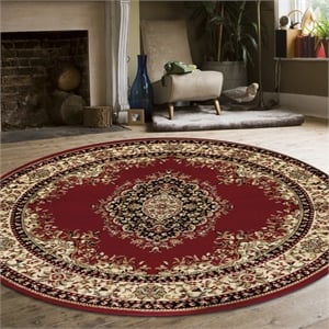 Radici USA Como Traditional Medallion Red 5'3&quot Round Polypropylene Area Rug