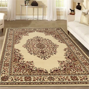 Radici USA Como Traditional Medallion Ivory Rectangular Polypropylene Area Rug 5'5&quot x 7'7&quot