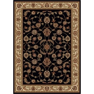 Radici USA Como Traditional Oriental Floral Black Rectangular Polypropylene Area Rug 3'3&quot x 4'11&quot