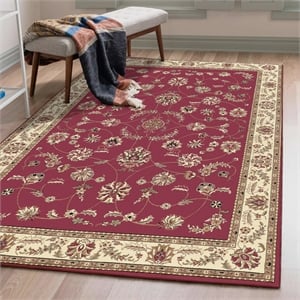 Radici USA Como Traditional Oriental Floral Red Rectangular Polypropylene Area Rug 3'3&quot x 4'11&quot