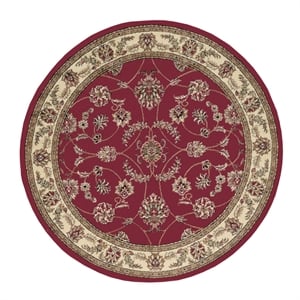 Como 1596 Traditional Oriental Floral 5'3&quotRound Polypropylene Area Rug in  Red