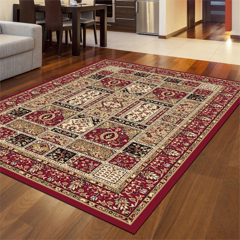 Radici USA Como Traditional Geometric Red Rectangular Polypropylene Area Rug 3'3
