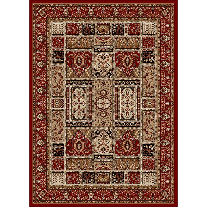 Radici USA Como Traditional Geometric Red Rectangular Polypropylene Area Rug 5'5