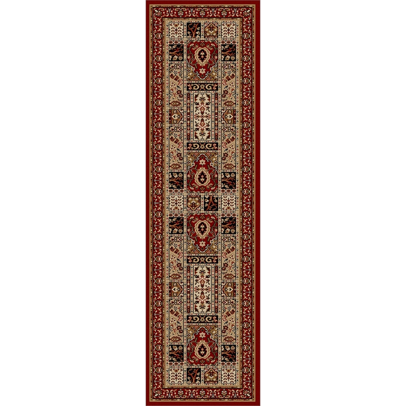 Radici USA Como Traditional Geometric Red Runner Polypropylene Rug 2'2