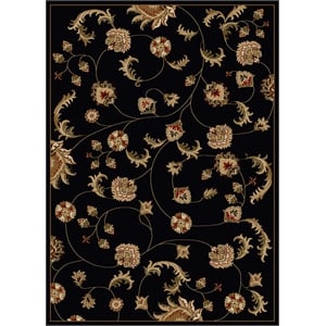 Radici USA Como Transitional Botanical Black Rectangular Polypropylene Area Rug 7'9&quot x 11'