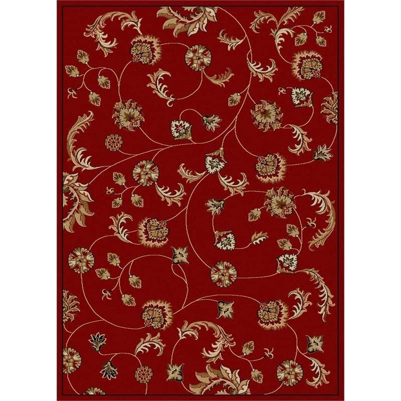 Radici USA Como Transitional Botanical Red Rectangular Polypropylene Area Rug 5'5