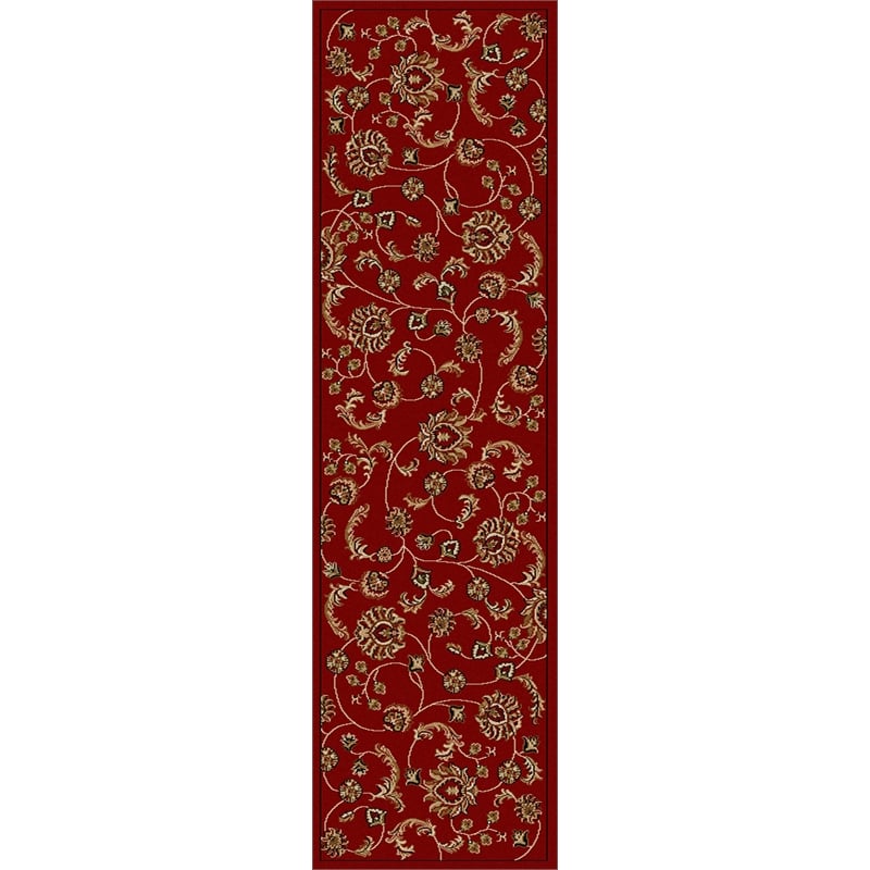 Radici USA Como Transitional Botanical Red Runner Polypropylene Rug 2'2