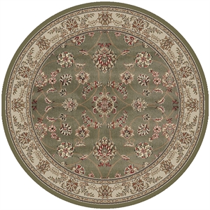 Radici USA Como Traditional Oriental Floral Green 5'3&quot Round Polypropylene Area Rug