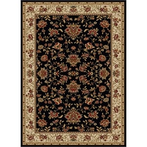 Radici USA Como Traditional Oriental Floral Black Rectangular Polypropylene Area Rug 3'3&quot x 4'11&quot