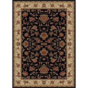 Radici USA Como Traditional Oriental Floral Black Rectangular Polypropylene Area Rug 5'5&quot x 7'7&quot