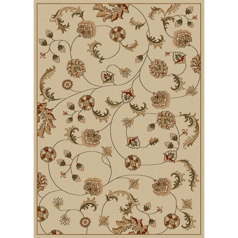 Radici USA Como Transitional Botanical Ivory Rectangular Polypropylene Area Rug 7'9