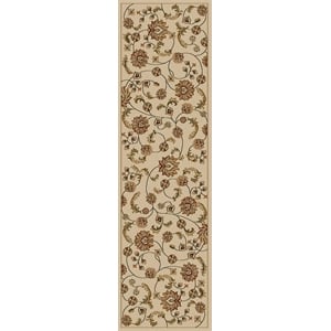 Radici USA Como Transitional Botanical Ivory Runner Polypropylene Rug 2'2&quot x 7'7&quot