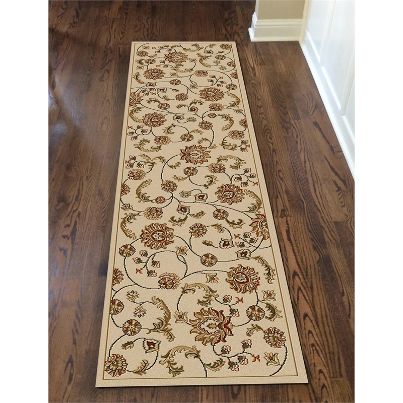 Radici USA Como Transitional Botanical Ivory Runner Polypropylene Rug 2'2