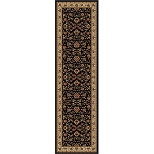 Radici USA Como Traditional Oriental Floral Black Runner Polypropylene Rug 2'2&quot x 7'7&quot