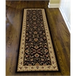 Radici USA Como Traditional Oriental Floral Black Runner Polypropylene Rug 2'2