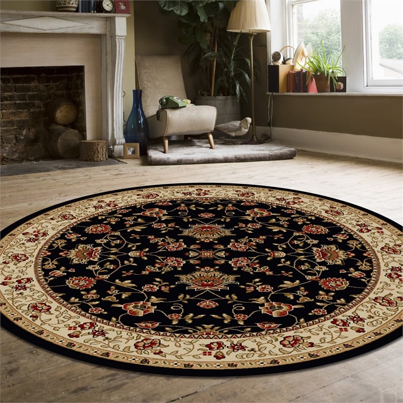 Radici USA Como 8' x 8' Circular Fabric Rug in Black