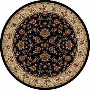 radici usa como 8' x 8' circular fabric rug in black