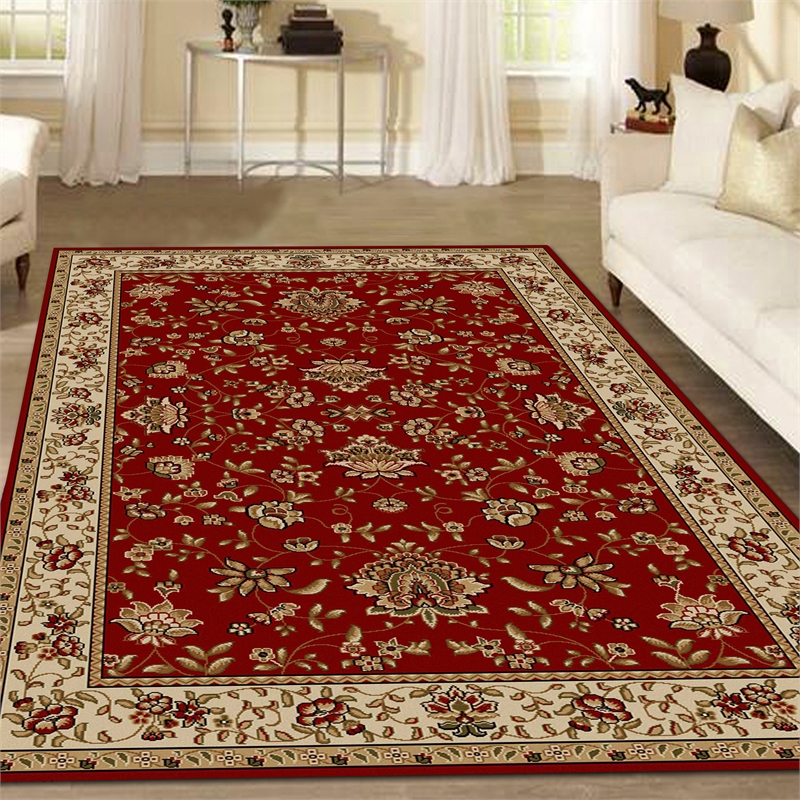 Radici USA Como Traditional Oriental Floral Red Rectangular Polypropylene Area Rug 3'3