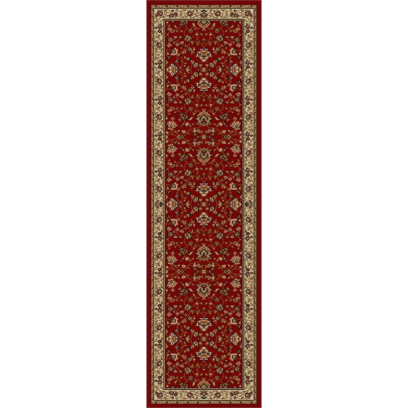 Radici USA Como Traditional Oriental Floral Red Runner Polypropylene Rug 2'2