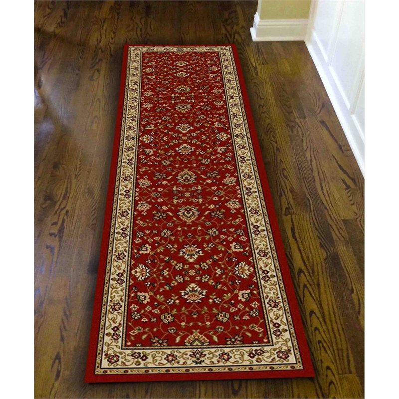 Radici USA Como Traditional Oriental Floral Red Runner Polypropylene Rug 2'2