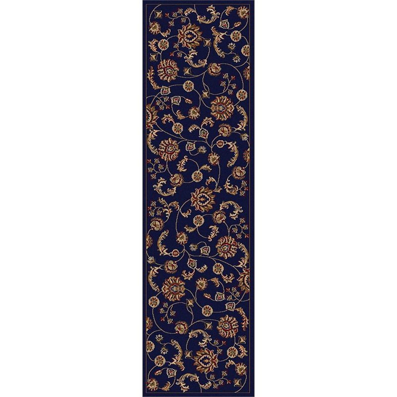Radici USA Como Transitional Botanical Blue Runner Polypropylene Rug 2'2
