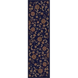 Radici USA Como Transitional Botanical Blue Runner Polypropylene Rug 2'2&quot x 7'7&quot